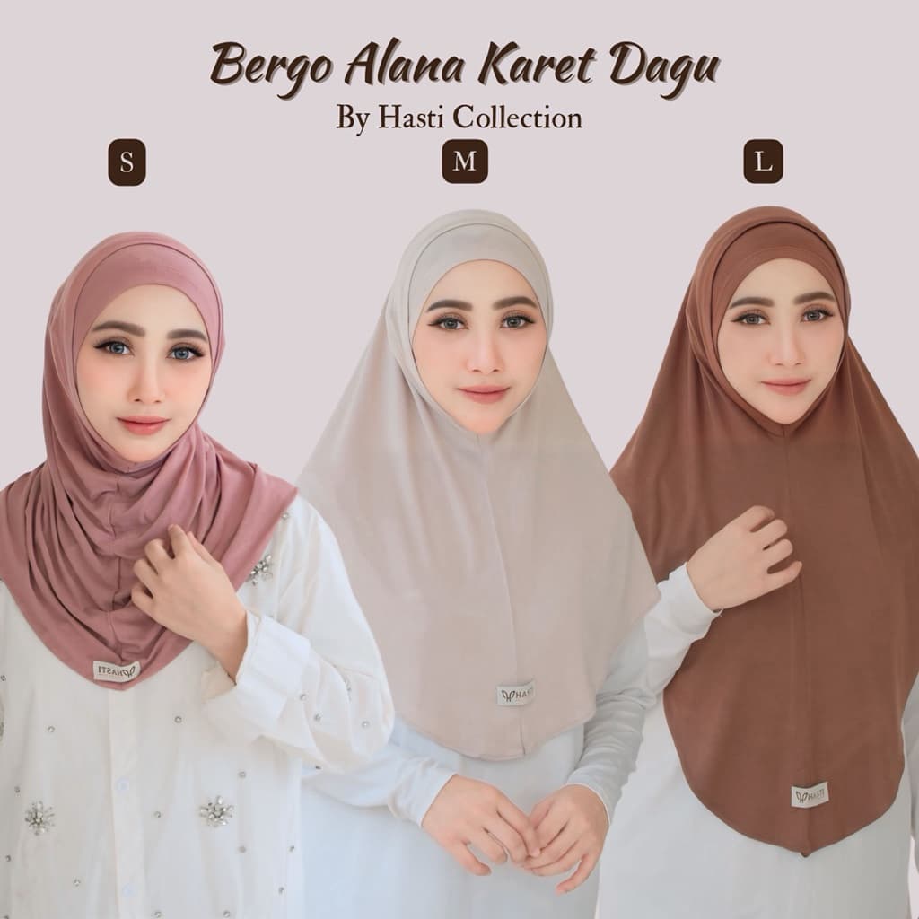 HASTI - Bergo Instan Alana Karet Dagu S/M/L Kaos Rayon Airflow